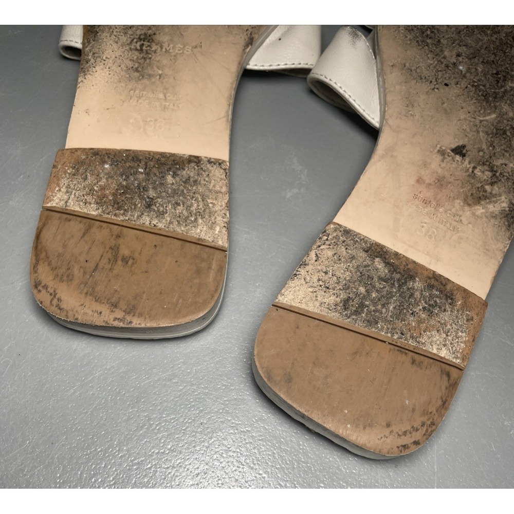 Hermes Oran Calf Skin Leather Slip-On Sandals Women's EU 38 - Picture 9 of 10
